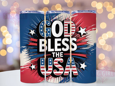 God Bless USA 20oz Tumbler, USA Flag Wrap, Sublimation Gift, Patriotic Mug, 20oz Tumbler Design, God Bless USA Graphic, American Pride Theme Sublimation SvggirlplusArt 