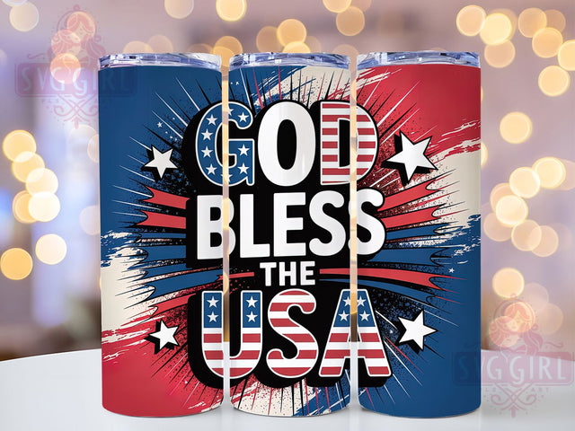 God Bless USA 20oz Tumbler, USA Flag Wrap, Sublimation Gift, Patriotic Mug, 20oz Tumbler Design, God Bless USA Graphic, American Pride Theme Sublimation SvggirlplusArt 