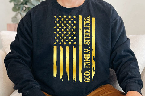 God Family Steelers Pro Us Flag Shirt Father's Day Dad Gift T-Shirt SVG DesignDestine 