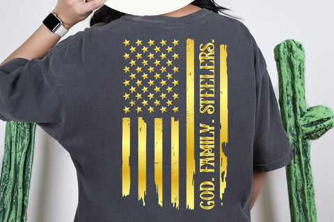 God Family Steelers Pro Us Flag Shirt Father's Day Dad Gift T-Shirt SVG DesignDestine 