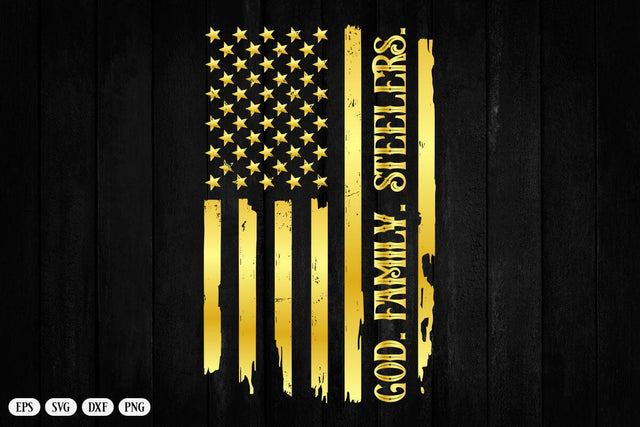 God Family Steelers Pro Us Flag Shirt Father's Day Dad Gift T-Shirt SVG DesignDestine 