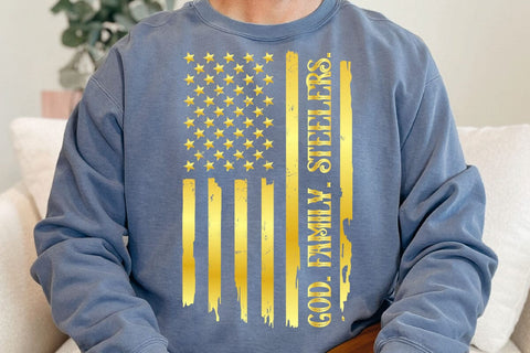 God Family Steelers Pro Us Flag Shirt Father's Day Dad Gift T-Shirt SVG DesignDestine 