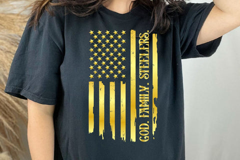 God Family Steelers Pro Us Flag Shirt Father's Day Dad Gift T-Shirt SVG DesignDestine 