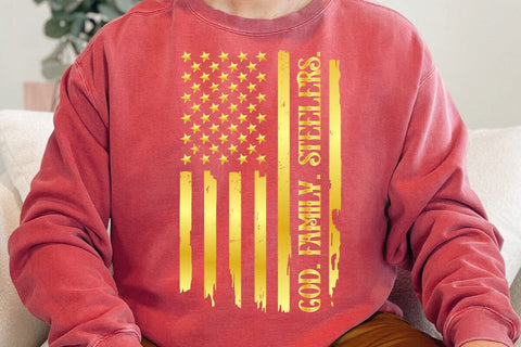 God Family Steelers Pro Us Flag Shirt Father's Day Dad Gift T-Shirt SVG DesignDestine 