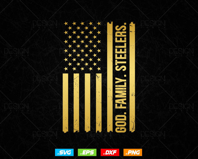 God Family Steelers Pro Us Flag Svg Png, Gift for Dad, Fathers Day Svg, Svg Files for Cricut, Instant Download SVG DesignDestine 