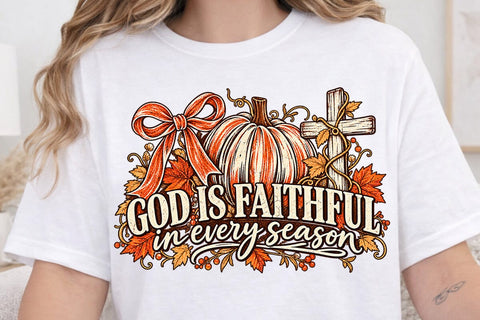 God Is Faithful Fall Pumpkin Cross PNG SVG DesignDestine 