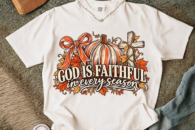 God Is Faithful Fall Pumpkin Cross PNG SVG DesignDestine 