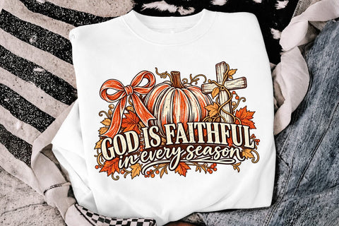 God Is Faithful Fall Pumpkin Cross PNG SVG DesignDestine 