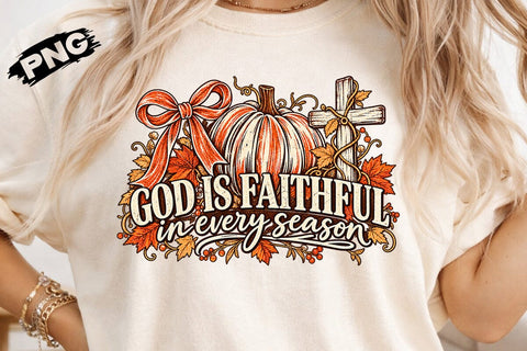 God Is Faithful Fall Pumpkin Cross PNG SVG DesignDestine 