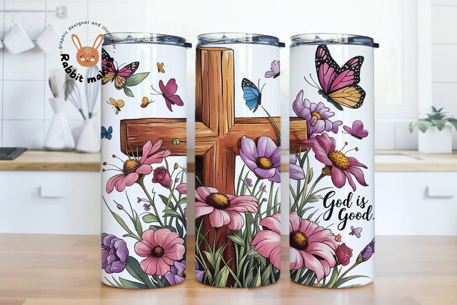 God is Good All the Time 20oz Skinny Tumbler Sublimation Designs Sublimation Rabbitmakies 