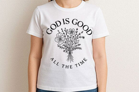 God Is Good All The Time PNG Floral Christian Faith Line Art SVG BillahCrafts 