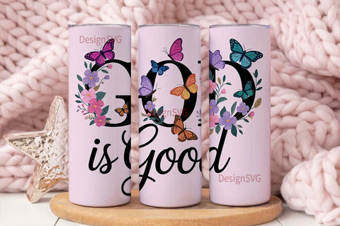 God Is Good Butterfly 20oz Tumbler Wrap Sublimation DesignSVG 