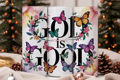 God Is Good Butterfly 20oz Tumbler Wrap Sublimation DesignSVG 