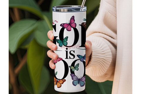 God Is Good Butterfly 20oz Tumbler Wrap Sublimation DesignSVG 