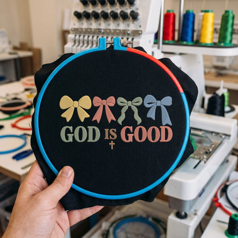 God Is Good Embroidery Design – Christian Faith Bows Religious Typography Machine Embroidery File Embroidery/Applique DESIGNS PatternFeed8 