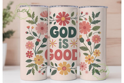 God Is Good Floral 20oz Tumbler Wrap Sublimation PixelChick 