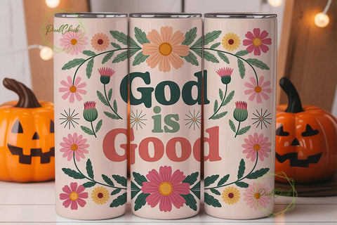 God Is Good Floral 20oz Tumbler Wrap Sublimation PixelChick 