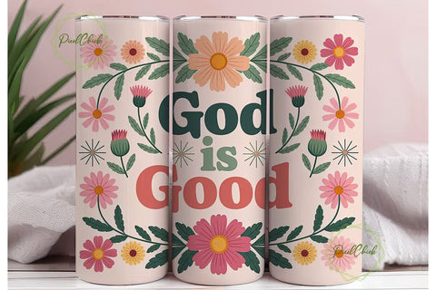 God Is Good Floral 20oz Tumbler Wrap Sublimation PixelChick 