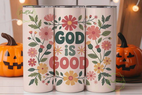 God Is Good Floral 20oz Tumbler Wrap Sublimation PixelChick 