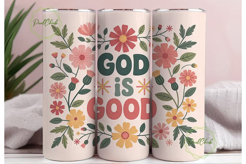 God Is Good Floral 20oz Tumbler Wrap Sublimation PixelChick 