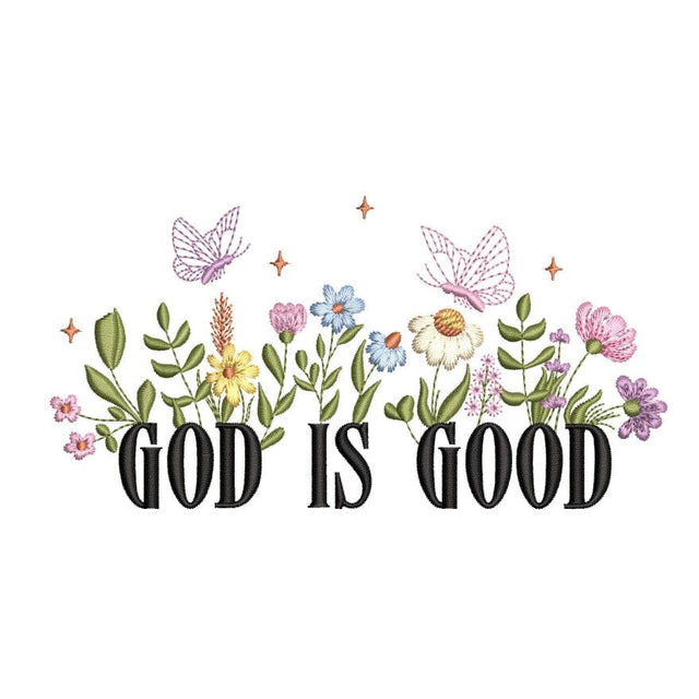 God is Good Floral Embroidery Design, 3 sizes, Instant Download Embroidery/Applique DESIGNS Nino Nadaraia 