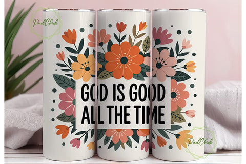 God Is Good Floral Tumbler Wrap Sublimation PixelChick 