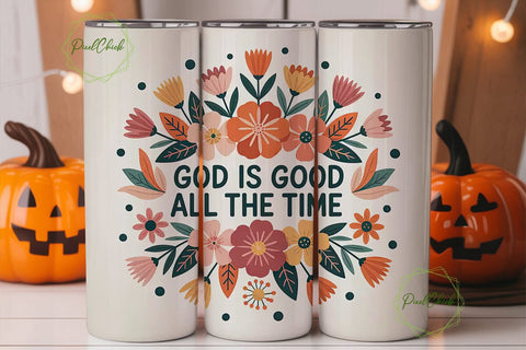 God Is Good Floral Tumbler Wrap Sublimation PixelChick 