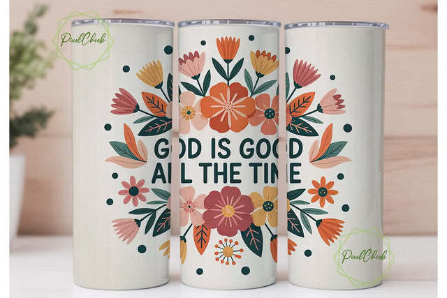 God Is Good Floral Tumbler Wrap Sublimation PixelChick 