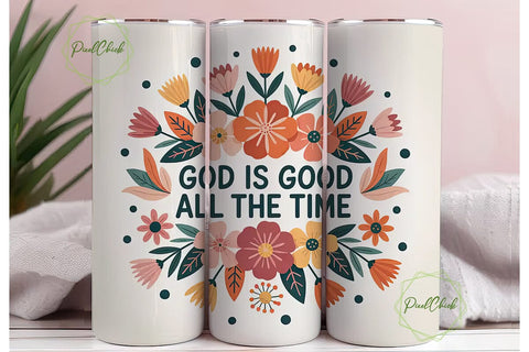 God Is Good Floral Tumbler Wrap Sublimation PixelChick 