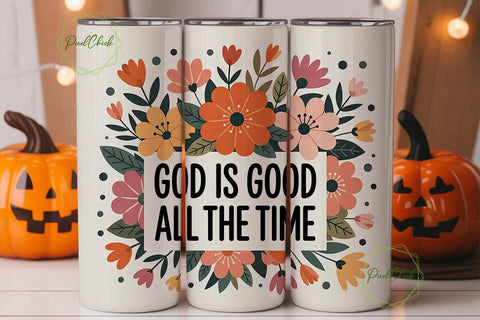 God Is Good Floral Tumbler Wrap Sublimation PixelChick 