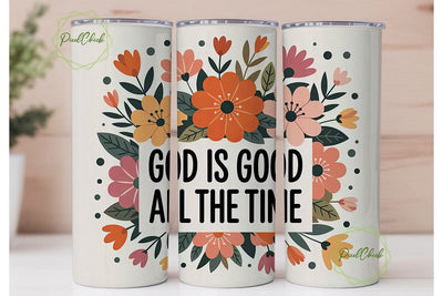 God Is Good Floral Tumbler Wrap Sublimation PixelChick 