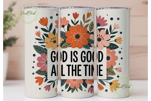 God Is Good Floral Tumbler Wrap Sublimation PixelChick 