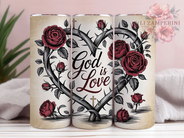 God Is Love 20oz Tumbler Wrap, Faith Quotes, Christian Inspiration, Bible Verse Reminder, Red Rose Design, Inspirational Gift, Sublimation PNG Sublimation Li Zamperini 