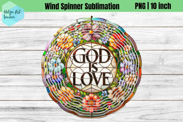 God is love, Religious, Wind Spinner Sublimation Sublimation Helga Art 