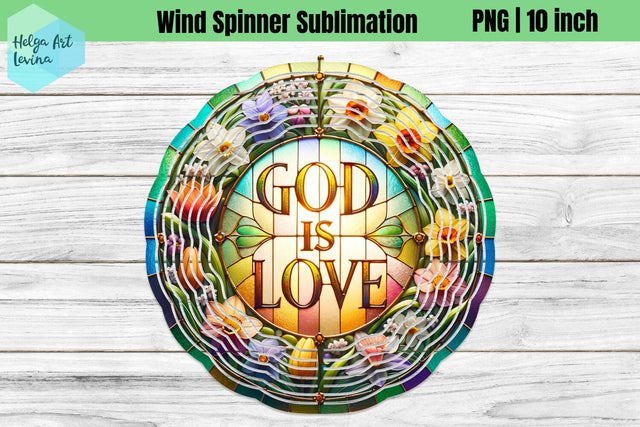 God is love, Religious, Wind Spinner Sublimation Sublimation Helga Art 