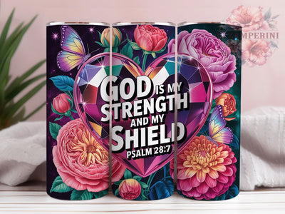 God Is My Strength 20oz Tumbler Wrap, Faith Quotes, Christian Inspiration, Bible Verse Reminder, Heart Gem Design, Inspirational Gift, Sublimation PNG Sublimation Li Zamperini 