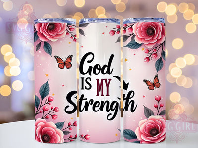 God is My Strength Tumbler, Christian Bible Verse Wrap, 20oz Inspirational Drinkware, Faith-Based Tumbler Design, Religious Sublimation Art, Digital Download, Motivational Tumbler Wrap Sublimation SvggirlplusArt 