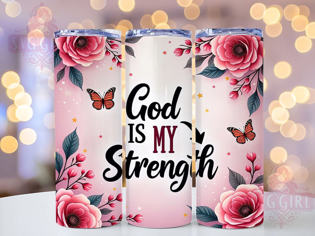God is My Strength Tumbler, Christian Bible Verse Wrap, 20oz Inspirational Drinkware, Faith-Based Tumbler Design, Religious Sublimation Art, Digital Download, Motivational Tumbler Wrap Sublimation SvggirlplusArt 