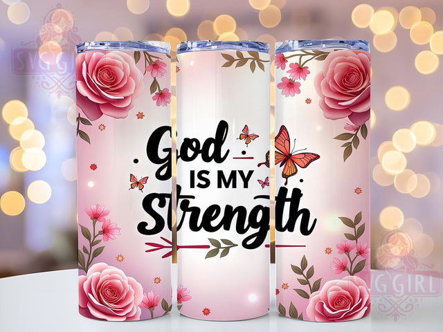 God is My Strength Tumbler, Christian Bible Verse Wrap, 20oz Inspirational Drinkware, Faith-Based Tumbler Design, Religious Sublimation Art, Digital Download, Motivational Tumbler Wrap Sublimation SvggirlplusArt 