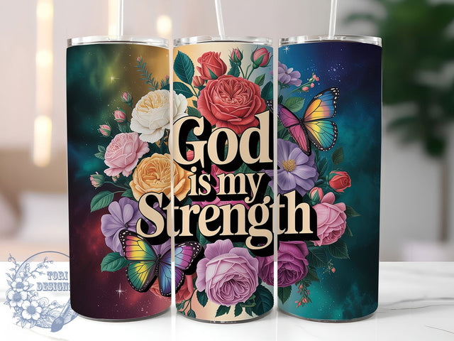 God Is My Strength Tumbler, God Is My Strength, Religious Quote, Inspirational Design, Tumbler Wrap, Sublimation Design, 20oz Tumbler, Spiritual Artwork Sublimation ToriDesigns 