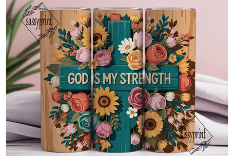 God Is My Strength Tumbler Wrap Sublimation sassyprint 