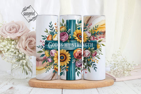 God Is My Strength Tumbler Wrap Sublimation sassyprint 