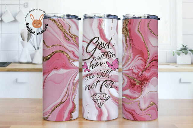 God is Within Her She will not Fall Skinny Tumbler Sublimation Png Bible Quotes Sublimation Rabbitmakies 