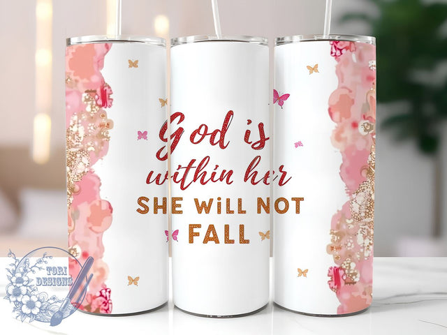 God is Within Her Tumbler, Bible Quotes Tumbler Wrap, 20oz Christian Drinkware, Inspirational Tumbler Design, Faith-Based Sublimation Wrap, Digital Download Tumbler, Religious Gift Tumbler Sublimation ToriDesigns 