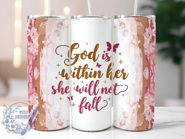 God is Within Her Tumbler, Bible Quotes Tumbler Wrap, 20oz Christian Drinkware, Inspirational Tumbler Design, Faith-Based Sublimation Wrap, Digital Download Tumbler, Religious Gift Tumbler Sublimation ToriDesigns 