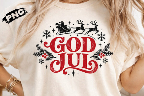 God Jul Santa Sleigh Christmas PNG Design SVG DesignDestine 