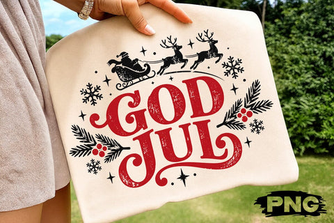 God Jul Santa Sleigh Christmas PNG Design SVG DesignDestine 