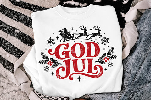God Jul Santa Sleigh Christmas PNG Design SVG DesignDestine 