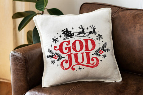 God Jul Santa Sleigh Christmas PNG Design SVG DesignDestine 