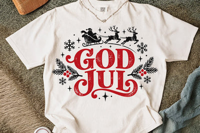 God Jul Santa Sleigh Christmas PNG Design SVG DesignDestine 